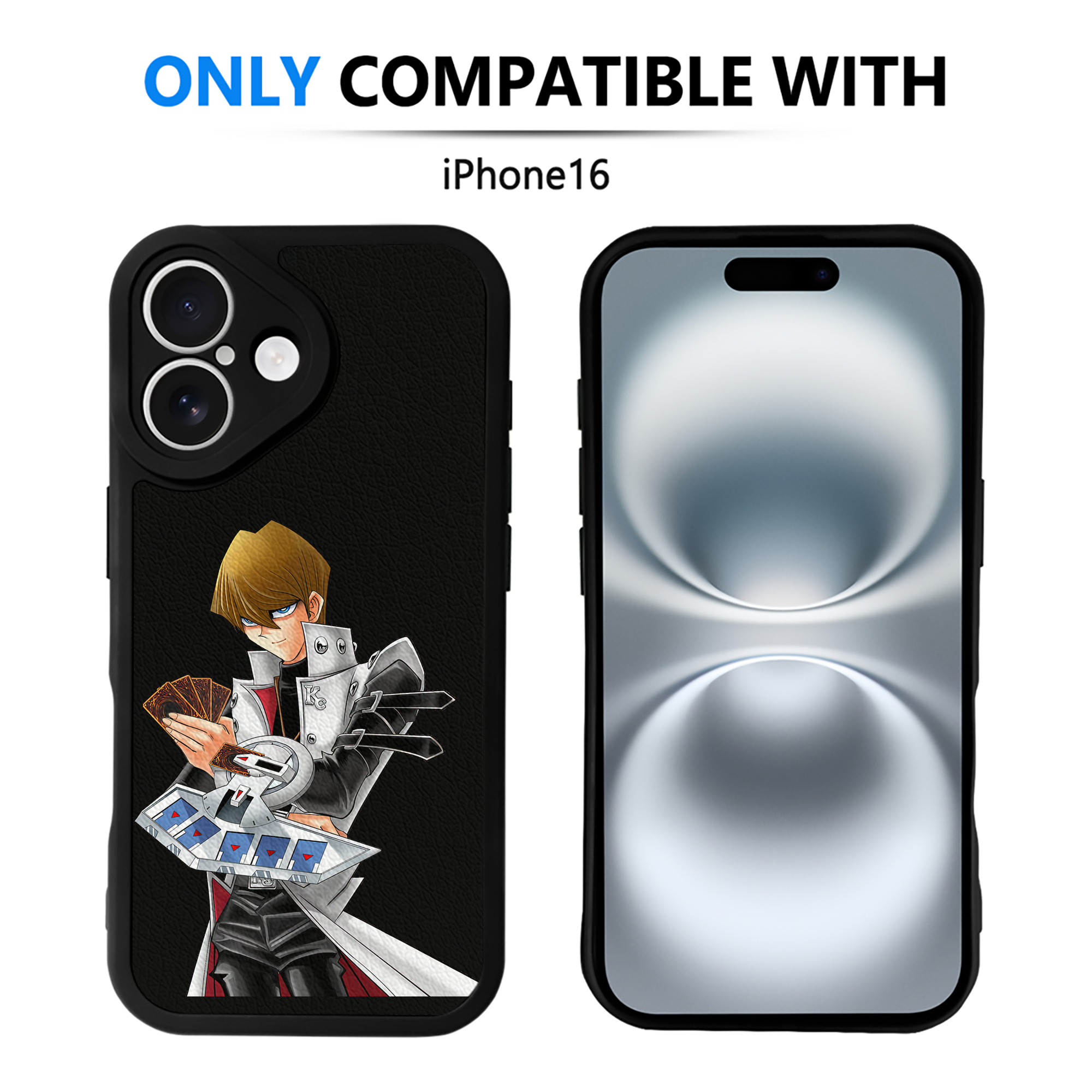 （画像用） 遊☆戯☆王 Yu-Gi-Oh! 【iPhone 16シリーズ対応】シリコンスマホケース（レザー調） 材質：シリコン
